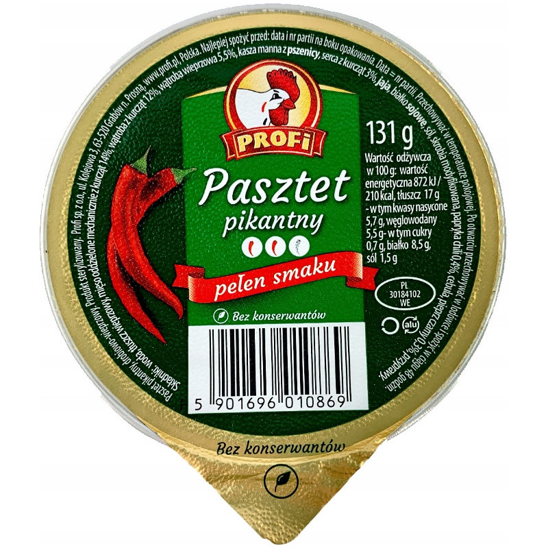 PASZTET DROBIOWO-WIEPRZOWY zestaw MIX RÓŻNYCH SMAKÓW 131g x12 1,57KG PROFI