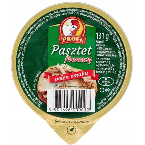 PASZTET DROBIOWO-WIEPRZOWY zestaw MIX RÓŻNYCH SMAKÓW 131g x12 1,57KG PROFI