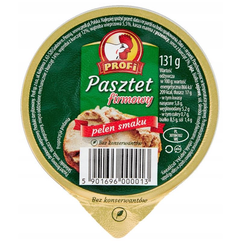 PASZTET DROBIOWO-WIEPRZOWY zestaw MIX RÓŻNYCH SMAKÓW 131g x12 1,57KG PROFI