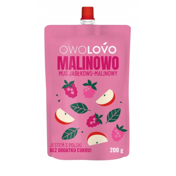 OWOLOVO MALINOWO mus owocowy JABŁKO MALINA bez dodatku