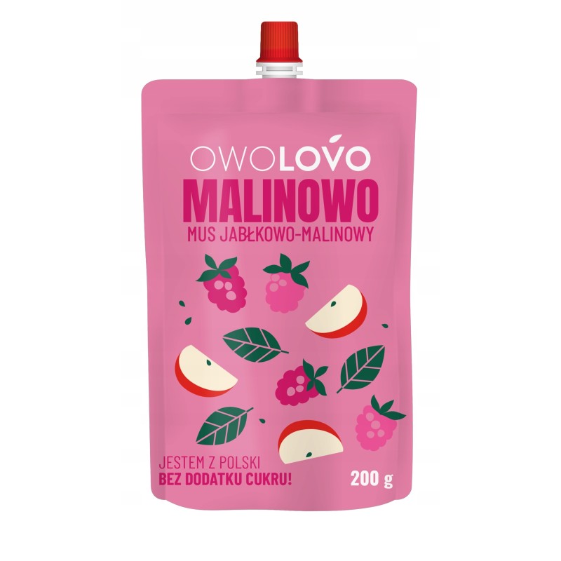 OWOLOVO MALINOWO mus owocowy JABŁKO MALINA bez dodatku