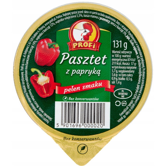 PASZTET DROBIOWO-WIEPRZOWY zestaw MIX RÓŻNYCH SMAKÓW 131g x12 1,57KG PROFI