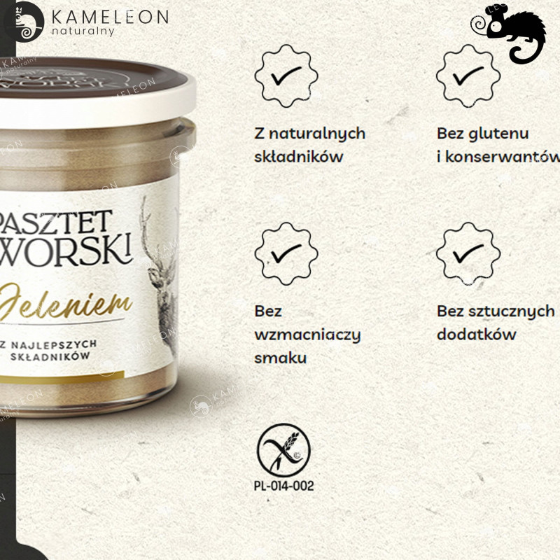 PASZTET DWORSKI Z JELENIEM WIEPRZ-DROB Z MIĘSEM Z JELENIA jeleń 130G PROFI