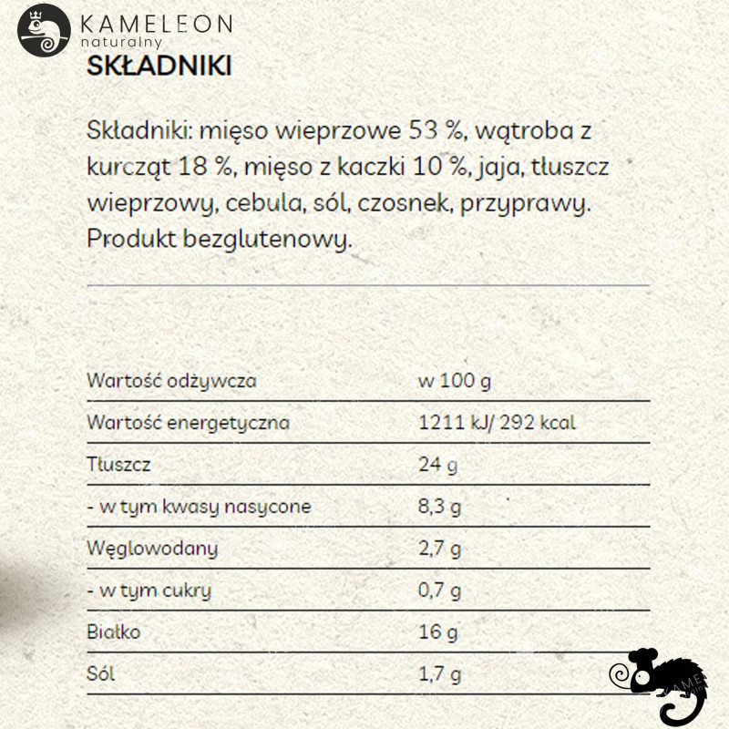 PASZTET DWORSKI Z KACZKĄ WIEPRZ-DROB Z MIĘSEM Z KACZKI 130G x6 0,78KG PROFI