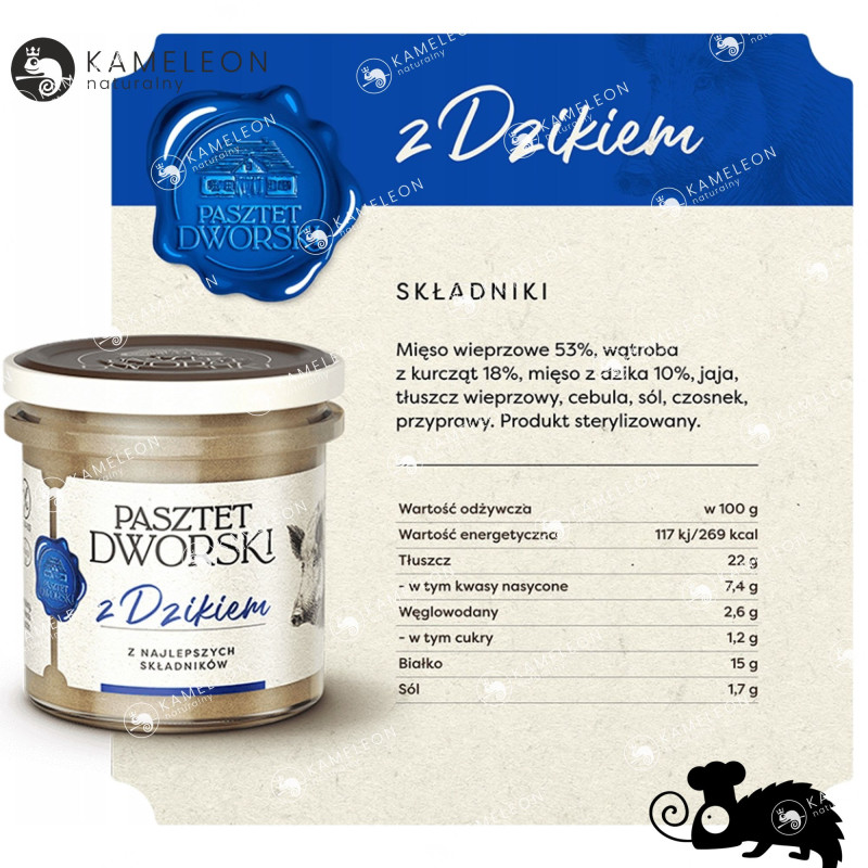 PASZTET DWORSKI Z KRÓLIKIEM DZIKIEM KACZKĄ JELENIEM mix 4 130g 0,52KG PROFI