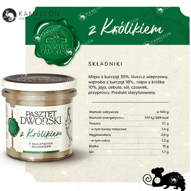 PASZTET DWORSKI Z KRÓLIKIEM DZIKIEM KACZKĄ JELENIEM mix 4 130g 0,52KG PROFI