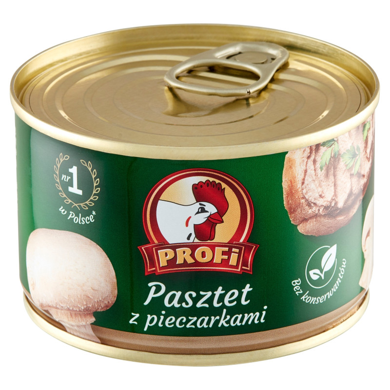PASZTET Z PIECZARKAMI WIEPRZOWO DROBIONY W PUSZCE puszka 160g PROFI