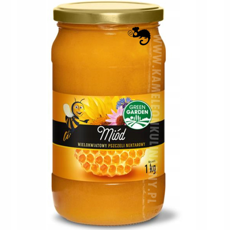 MIÓD WIELOKWIATOWY PSZCZELI NEKTAROWY 1000G 1KG Słoik Green Garden