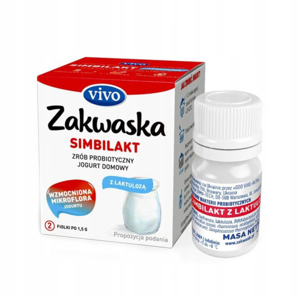 Zakwaska Vivo SIMBILAKT Z LAKTULOZĄ kultury bakterii jogurt 1 sztuka fiolka Zakwaska Vivo SIMBILAKT Z LAKTULOZĄ kultury bakterii jogurt 1 sztuka fiolka
