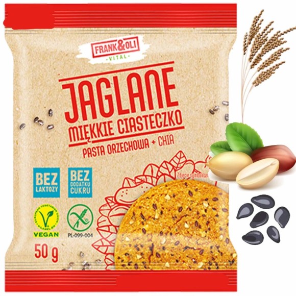 Frank&Oli CIASTKO JAGLANE PASTA ORZECHOWA CHIA 50G czerwone