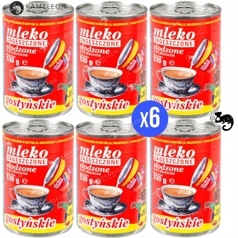 GOSTYŃ MLEKO ZAGĘSZCZONE SŁODZONE 530G x6 3,16KG