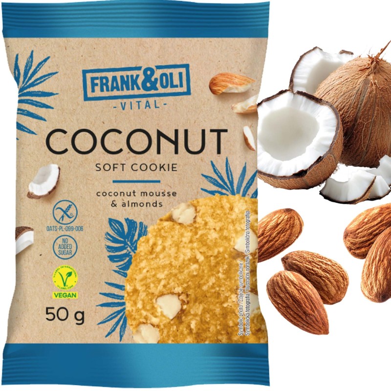 Frank&Oli CIASTKO KOKOSOWE KOKOS MIGDAŁ bez cukru glutenu