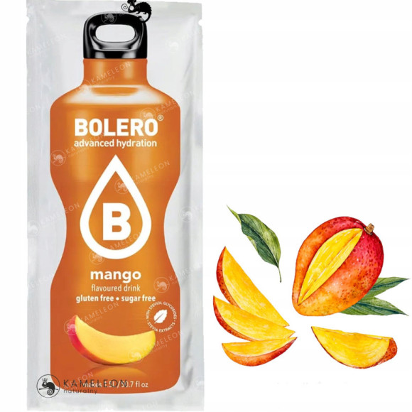 BOLERO DRINK NAPÓJ IZOTONICZNY INSTANT w proszku MANGO bez cukru stewia 9g BOLERO DRINK NAPÓJ IZOTONICZNY INSTANT w proszku MANGO bez cukru stewia 9g