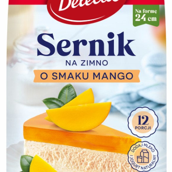 Delecta CIASTO SERNIK NA ZIMNO o smaku MANGO na 12 porcji
