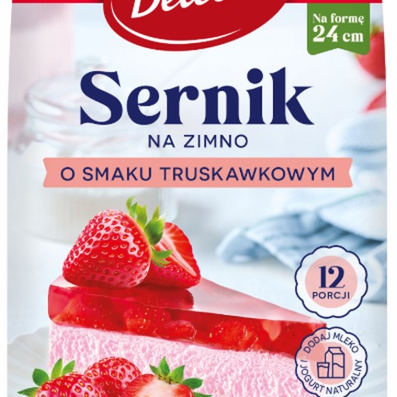 Delecta CIASTO SERNIK NA ZIMNO o smaku TRUSKAWOWYM na 12