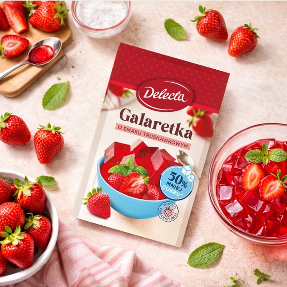 Delecta GALARETKA TRUSKAWKOWA smak TRUSKAWKOWY 50% MNIEJ