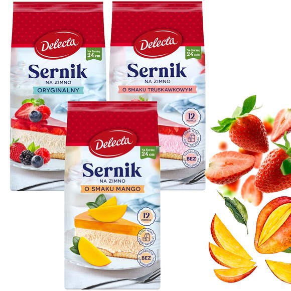 Delecta CIASTO SERNIK NA ZIMNO mix smaków ORYGINALNY MANGO