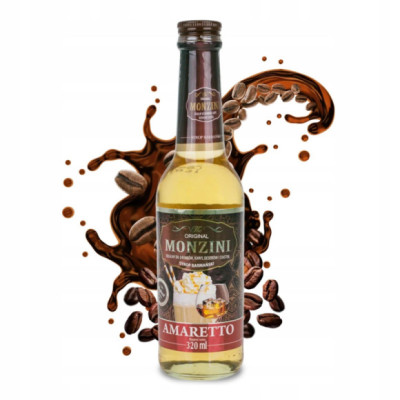 SYROP BARMAŃSKI AMARETTO do drinków kawy deserów ciastek 320ml MONZINI