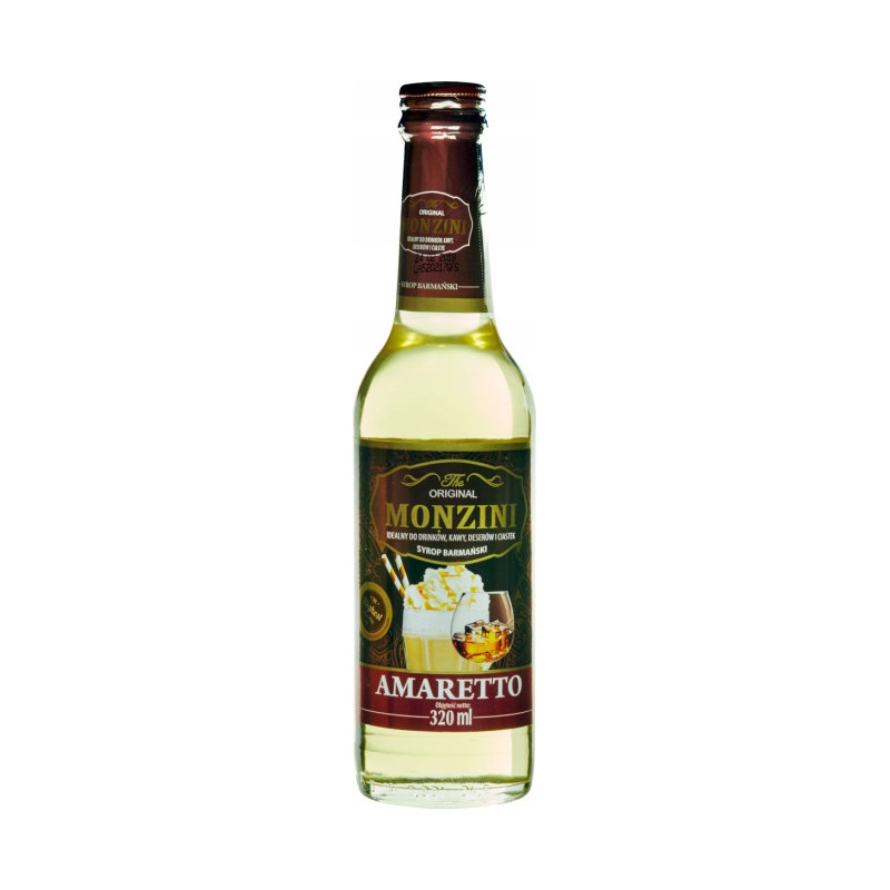 SYROP BARMAŃSKI AMARETTO do drinków kawy deserów ciastek 320ml MONZINI