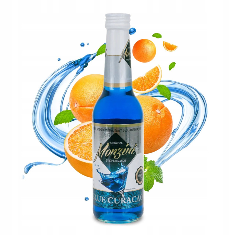 SYROP BARMAŃSKI BLUE CURACAO do drinków kawy deserów ciastek 320ml MONZINI