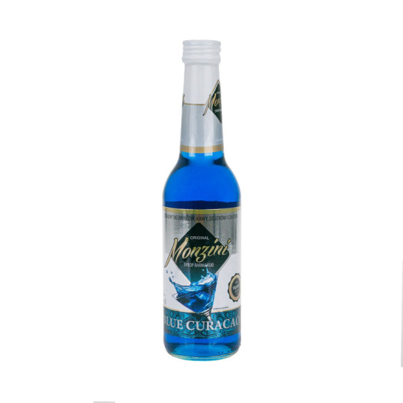 SYROP BARMAŃSKI BLUE CURACAO do drinków kawy deserów ciastek 320ml MONZINI SYROP BARMAŃSKI BLUE CURACAO do drinków kawy deserów ciastek 320ml MONZINI