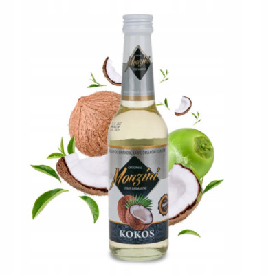 SYROP BARMAŃSKI KOKOS KOKOSOWY do drinków kawy deserów ciast 320ml MONZINI