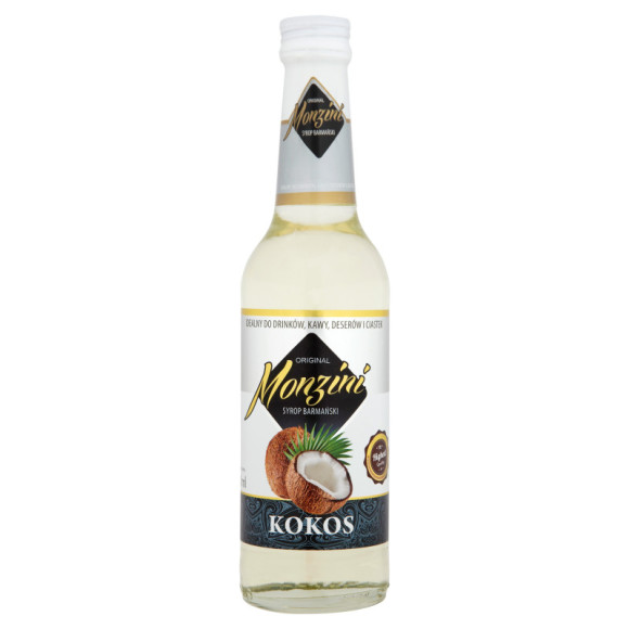 SYROP BARMAŃSKI KOKOS KOKOSOWY do drinków kawy deserów ciast 320ml MONZINI SYROP BARMAŃSKI KOKOS KOKOSOWY do drinków kawy deserów ciast 320ml MONZINI