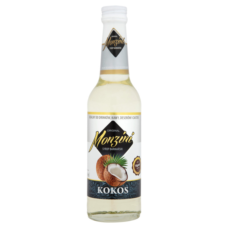 SYROP BARMAŃSKI KOKOS KOKOSOWY do drinków kawy deserów ciast 320ml MONZINI