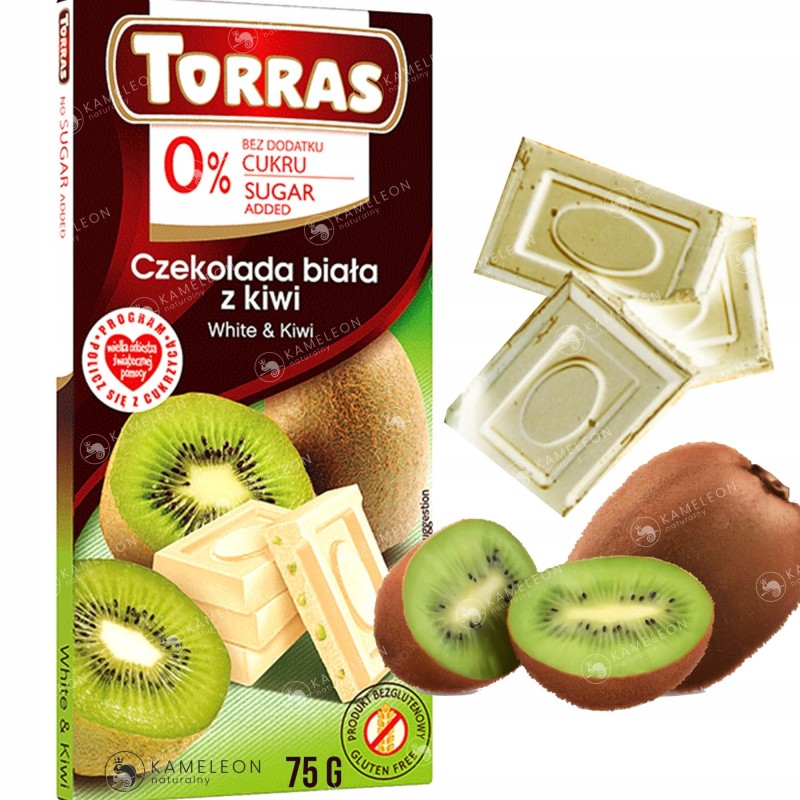 Torras CZEKOLADA BIAŁA Z KIWI bez cukru dla diabetyków 75g
