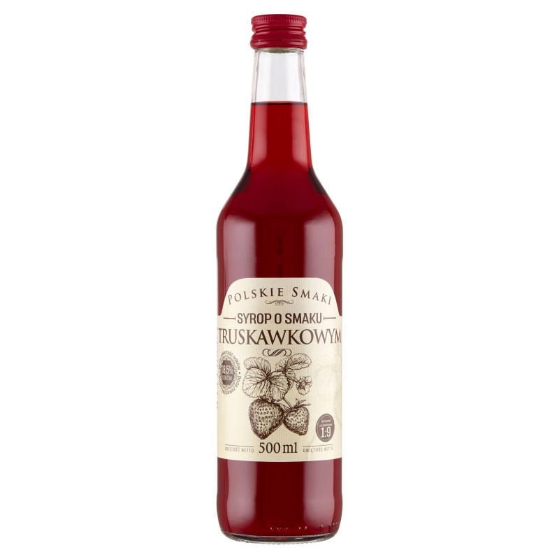 SYROP O SMAKU TRUSKAWKOWYM Truskawkowy TRUSKAWKA 500ml POLSKIE SMAKI