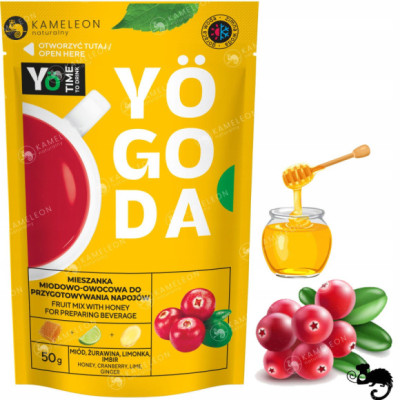 YOGODA MIESZANKA MIODOWO OWOCOWA do przygotowania NAPOJÓW ŻURAWINA 50g