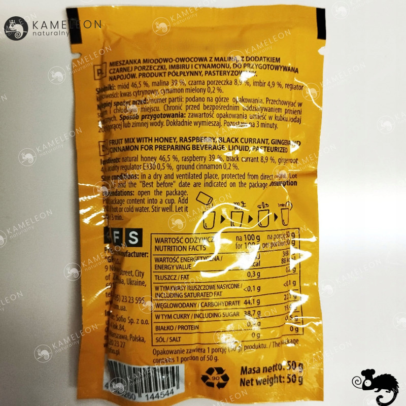 YOGODA MIESZANKA MIODOWO OWOCOWA do zrobienia NAPOJÓW MALINA Z MALINĄ 50g