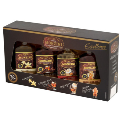 ZESTAW SYROPÓW 4 BARMAŃSKICH WANILIA AMARETTO IRISH CZEKOLADA 200ml MONZINI