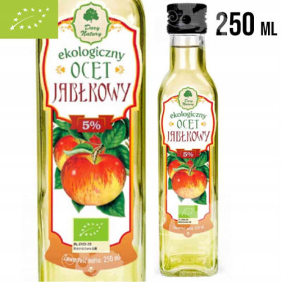 OCET JABŁKOWY 5% Z JABŁEK ekologiczny EKO 250ml 0,25L butelka DARY NATURY