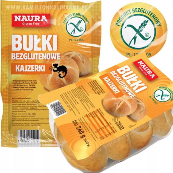 NAURA BUŁKI BEGLUTENOWE KAJZERKI KAJZERKA bez glutenu 4x60g 240g