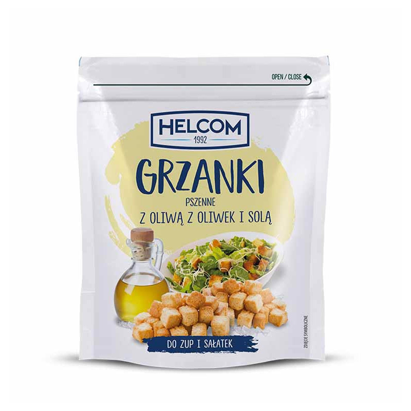 GRZANKI PSZENNE Z OLIWIĄ Z OLIWEK I SOLĄ do zup i sałatek 100g Helcom