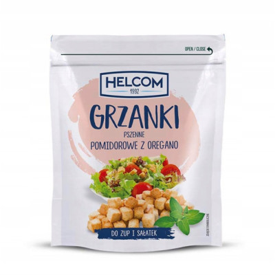 GRZANKI PSZENNE Z POMIDOREM I OREGANO do zup i sałatek 100g Helcom
