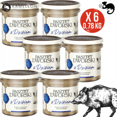 PASZTET DWORSKI Z DZIKIEM WIEPRZ-DROB Z MIĘSEM DZIKA 130G x6 0,78KG PROFI