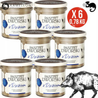 PASZTET DWORSKI Z DZIKIEM WIEPRZ-DROB Z MIĘSEM DZIKA 130G x6 0,78KG PROFI