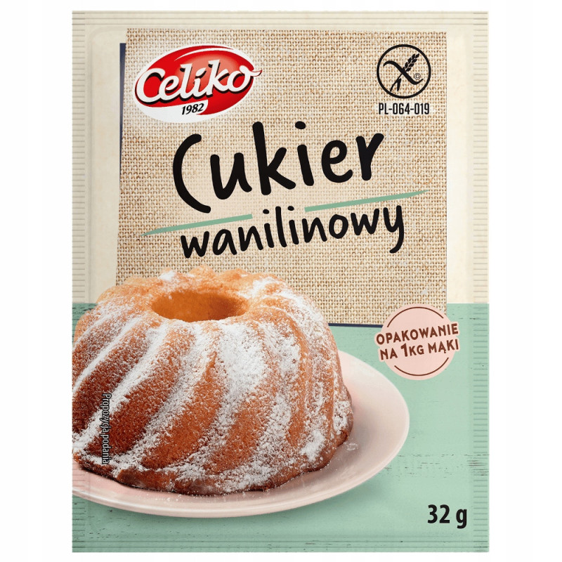 CUKIER WANILINOWY 32g do ciast i wypieków NA 1kg MĄKI Bez Glutenu Celiko