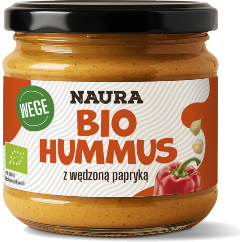 Naura eko BIO HUMMUS MARCHEWKOWY Z PAPRYKĄ wegańska pasta