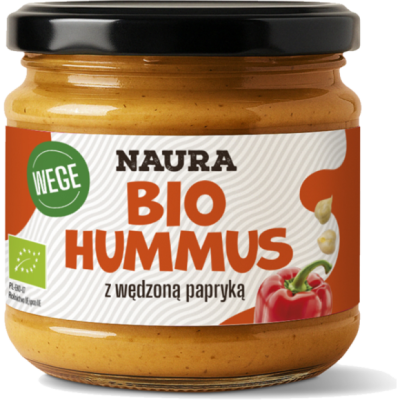 Naura eko BIO HUMMUS MARCHEWKOWY Z PAPRYKĄ wegańska pasta