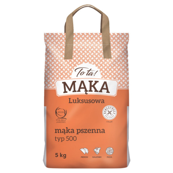 MĄKA PSZENNA LUKSUSOWATYP 500 PIEROGI NALEŚNIKI PIZZA ToTa! TO TA 5000g 5KG MĄKA PSZENNA LUKSUSOWATYP 500 PIEROGI NALEŚNIKI PIZZA ToTa! TO TA 5000g 5KG