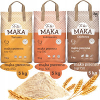 MĄKA PSZENNA zestaw mąk pszennych TYP 450 + 500 + 750 3szt po 5KG 15KG TOTA