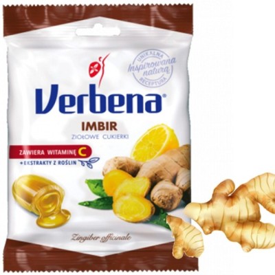 Verbena ZIOŁOWE imbirowe cukierki IMBIR witamina C 60g