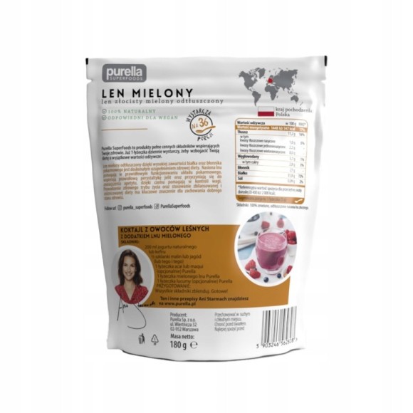 PURELLA  LEN MIELONY odtłuszczony SIEMIĘ LNIANE ZŁOTE 180g