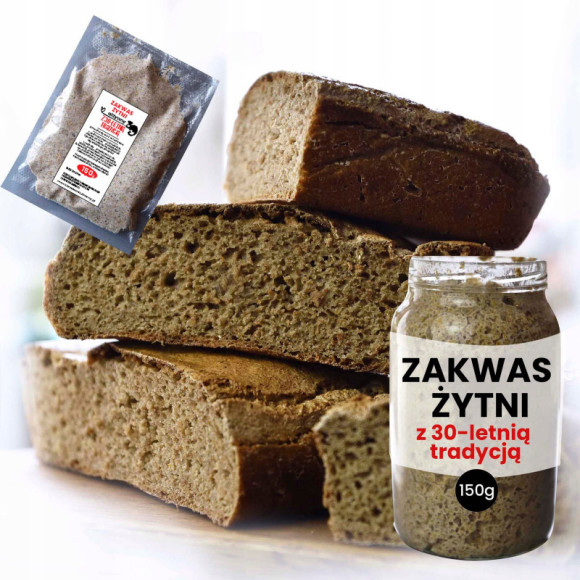 ZAKWAS ŻYTNI NATURALNY DO WYPIEKU CHLEBA na chleb z 30-LETNIĄ TRADYCJĄ 150G ZAKWAS ŻYTNI NATURALNY DO WYPIEKU CHLEBA na chleb z 30-LETNIĄ TRADYCJĄ 150G
