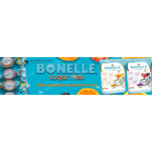ŻELKI WEGAŃSKIE Bez Cukru Glutenu Żelatyny CYTRYNA MANDARYNKA 450g BONELLE ŻELKI WEGAŃSKIE Bez Cukru Glutenu Żelatyny CYTRYNA MANDARYNKA 450g BONELLE