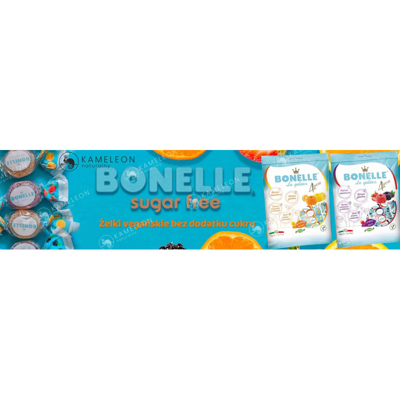 ŻELKI WEGAŃSKIE Bez Cukru Glutenu Żelatyny CYTRYNA MANDARYNKA 450g BONELLE