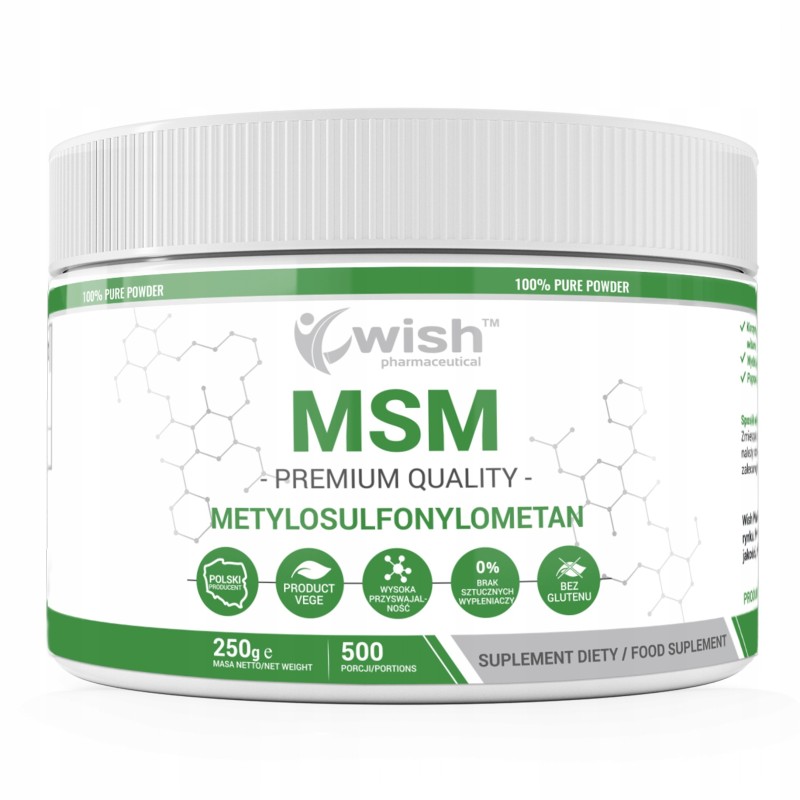 MSM SIARKA ORGANICZNA czysta postać W PROSZKU 250g wsparcie